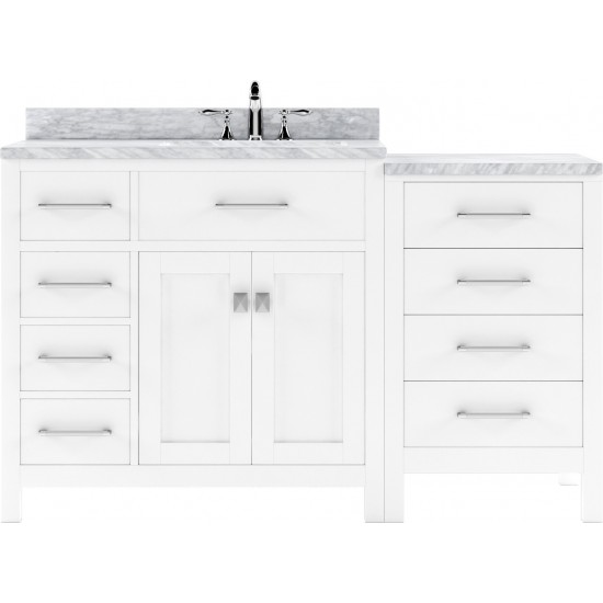 Caroline Parkway 57" Single Bath Vanity in White with White Marble Top and Round Sink