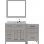 Caroline Parkway 57" Single Bath Vanity in Cashmere Gray with White Marble Top and Square Sink and Matching Mirror