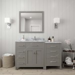 Caroline Parkway 57" Single Bath Vanity in Cashmere Gray with White Marble Top and Square Sink and Matching Mirror