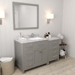 Caroline Parkway 57" Single Bath Vanity in Cashmere Gray with White Marble Top and Square Sink and Matching Mirror