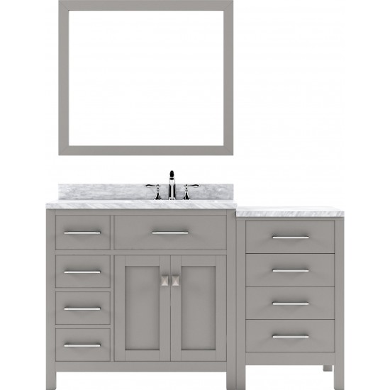 Caroline Parkway 57" Single Vanity in Cashmere Gray with White Marble Top and Square Sink with Polished Chrome Faucet and Mir