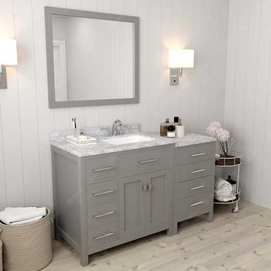 Caroline Parkway 57" Single Bath Vanity in Cashmere Gray with White Marble Top and Square Sink