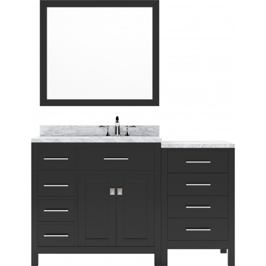 Caroline Parkway 57" Single Bath Vanity in Espresso with White Marble Top and Square Sink and Matching Mirror