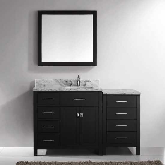 Caroline Parkway 57" Single Bath Vanity in Espresso with White Marble Top and Square Sink and Matching Mirror