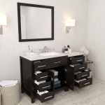 Caroline Parkway 57" Single Bath Vanity in Espresso with White Marble Top and Square Sink with Brushed Nickel Faucet and Mirr