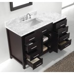 Caroline Parkway 57" Single Bath Vanity in Espresso with White Marble Top and Square Sink with Brushed Nickel Faucet and Mirr