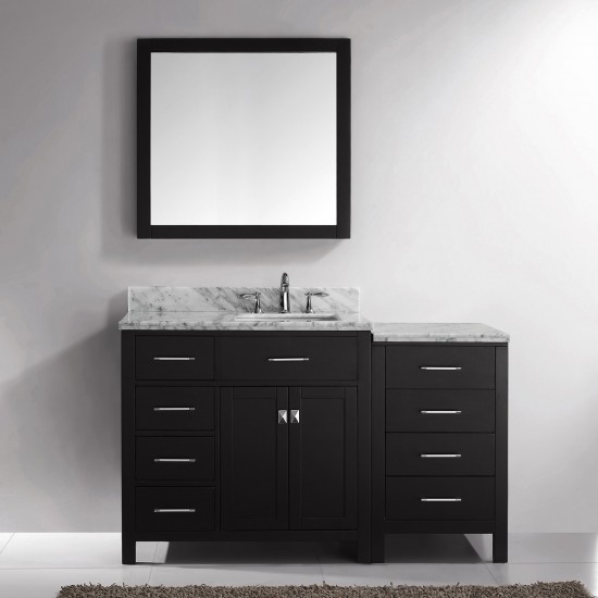 Caroline Parkway 57" Single Bath Vanity in Espresso with White Marble Top and Square Sink with Polished Chrome Faucet and Mir