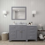 Caroline Parkway 57" Single Bath Vanity in Gray with White Marble Top and Square Sink and Matching Mirror