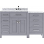 Caroline Parkway 57" Single Bath Vanity in Gray with White Marble Top and Square Sink