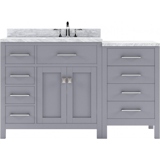 Caroline Parkway 57" Single Bath Vanity in Gray with White Marble Top and Square Sink