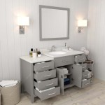 Caroline Parkway 57" Single Vanity in Cashmere Gray with White Quartz Top and Round Sink with Polished Chrome Faucet and Mirr