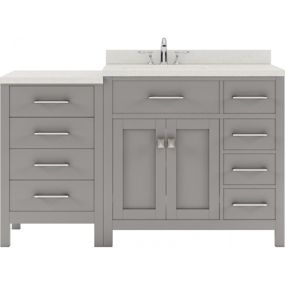 Caroline Parkway 57" Single Bath Vanity in Cashmere Gray with White Quartz Top and Round Sink