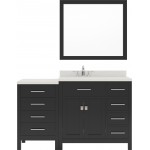 Caroline Parkway 57" Single Bath Vanity in Espresso with White Quartz Top and Round Sink and Matching Mirror