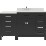 Caroline Parkway 57" Single Bath Vanity in Espresso with White Quartz Top and Round Sink