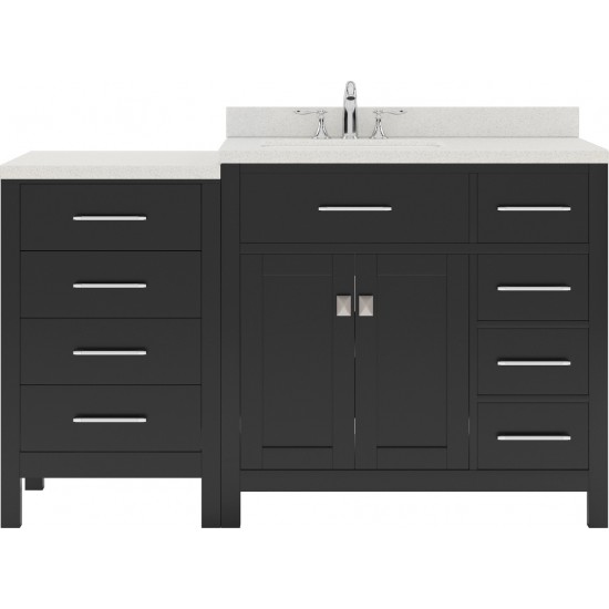 Caroline Parkway 57" Single Bath Vanity in Espresso with White Quartz Top and Round Sink