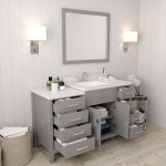 Caroline Parkway 57" Single Bath Vanity in Cashmere Gray with White Quartz Top and Square Sink and Matching Mirror