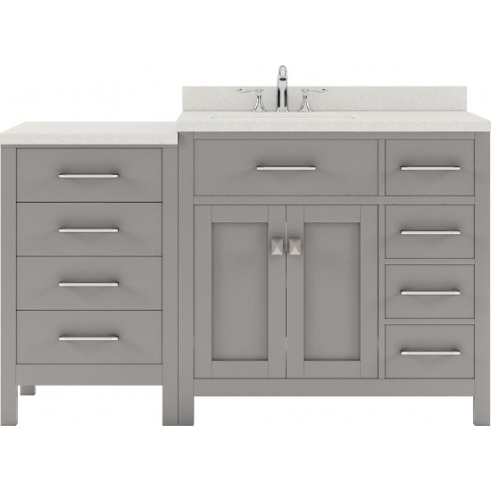 Caroline Parkway 57" Single Bath Vanity in Cashmere Gray with White Quartz Top and Square Sink