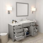 Caroline Parkway 57" Single Bath Vanity in Cashmere Gray with White Quartz Top and Square Sink