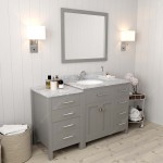 Caroline Parkway 57" Single Bath Vanity in Cashmere Gray with White Marble Top and Round Sink and Matching Mirror