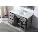 Caroline Parkway 57" Single Vanity in Cashmere Gray with White Marble Top and Round Sink with Polished Chrome Faucet and Mirr