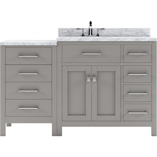 Caroline Parkway 57" Single Bath Vanity in Cashmere Gray with White Marble Top and Round Sink