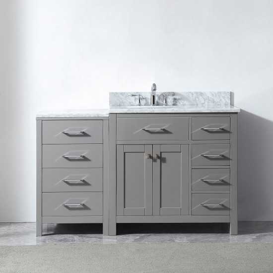 Caroline Parkway 57" Single Bath Vanity in Cashmere Gray with White Marble Top and Round Sink