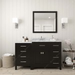 Caroline Parkway 57" Single Bath Vanity in Espresso with White Marble Top and Round Sink and Matching Mirror