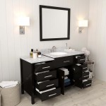Caroline Parkway 57" Single Bath Vanity in Espresso with White Marble Top and Round Sink and Matching Mirror