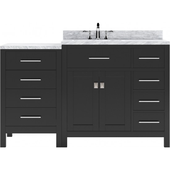 Caroline Parkway 57" Single Bath Vanity in Espresso with White Marble Top and Round Sink