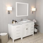 Caroline Parkway 57" Single Bath Vanity in White with White Marble Top and Round Sink with Brushed Nickel Faucet and Mirror