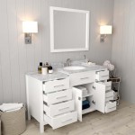 Caroline Parkway 57" Single Bath Vanity in White with White Marble Top and Round Sink with Brushed Nickel Faucet and Mirror