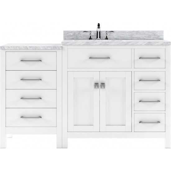 Caroline Parkway 57" Single Bath Vanity in White with White Marble Top and Round Sink