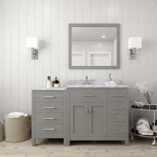 Caroline Parkway 57" Single Bath Vanity in Cashmere Gray with White Marble Top and Square Sink