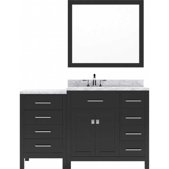 Caroline Parkway 57" Single Bath Vanity in Espresso with White Marble Top and Square Sink and Matching Mirror