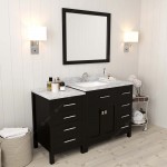 Caroline Parkway 57" Single Bath Vanity in Espresso with White Marble Top and Square Sink and Matching Mirror