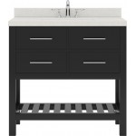 Caroline Estate 36" Single Bath Vanity in Espresso with White Quartz Top and Round Sink