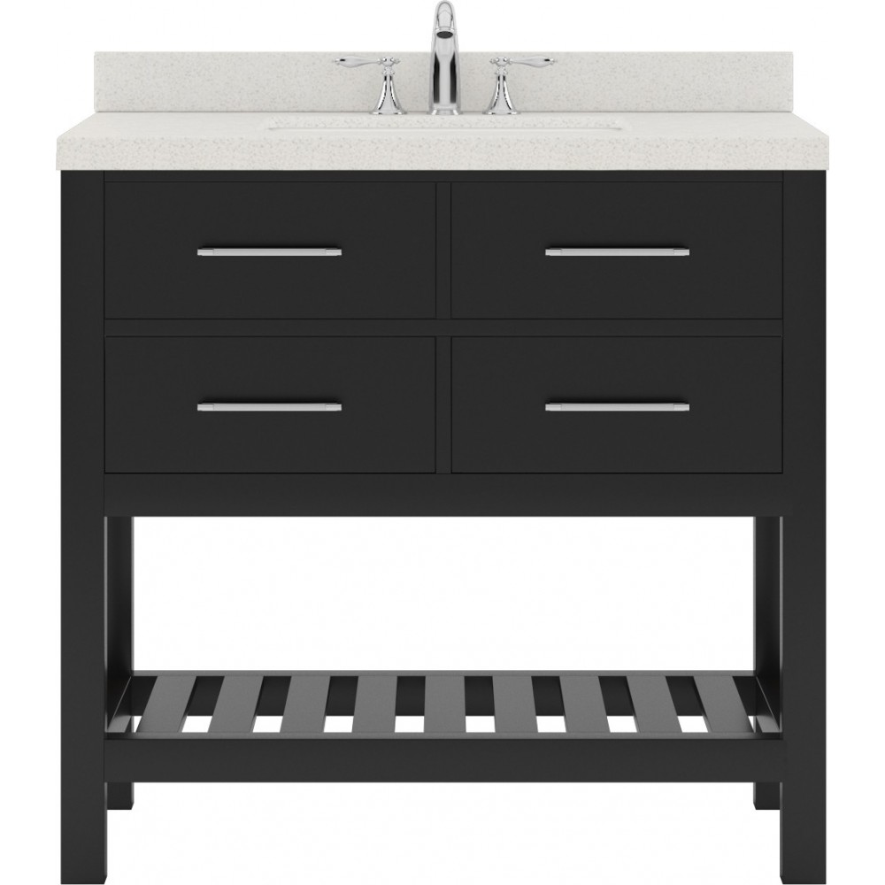 Caroline Estate 36" Single Bath Vanity in Espresso with White Quartz Top and Round Sink