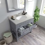 Caroline Estate 36" Single Bath Vanity in Gray with White Quartz Top and Round Sink and Matching Mirrors