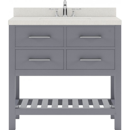 Caroline Estate 36" Single Bath Vanity in Gray with White Quartz Top and Round Sink