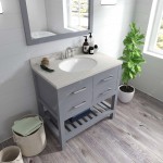 Caroline Estate 36" Single Bath Vanity in Gray with White Quartz Top and Round Sink