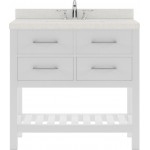 Caroline Estate 36" Single Bath Vanity in White with White Quartz Top and Round Sink