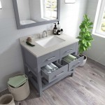 Caroline Estate 36" Single Bath Vanity in Gray with White Quartz Top and Square Sink and Matching Mirrors