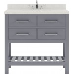 Caroline Estate 36" Single Bath Vanity in Gray with White Quartz Top and Square Sink