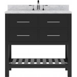 Caroline Estate 36" Single Bath Vanity in Espresso with White Marble Top and Round Sink