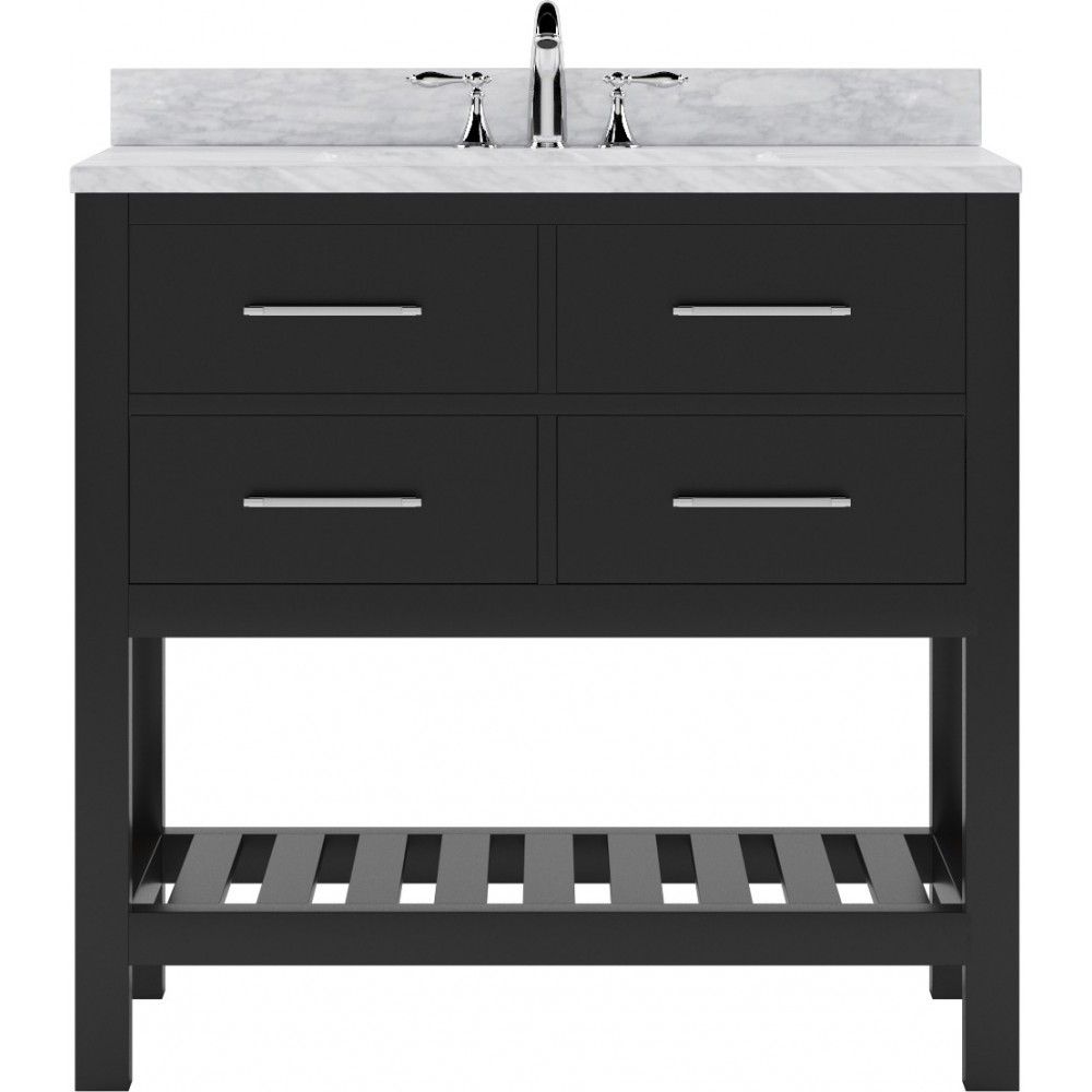 Caroline Estate 36" Single Bath Vanity in Espresso with White Marble Top and Round Sink