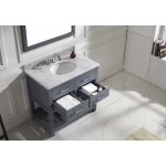 Caroline Estate 36" Single Bath Vanity in Gray with White Marble Top and Round Sink with Brushed Nickel Faucet and Mirrors