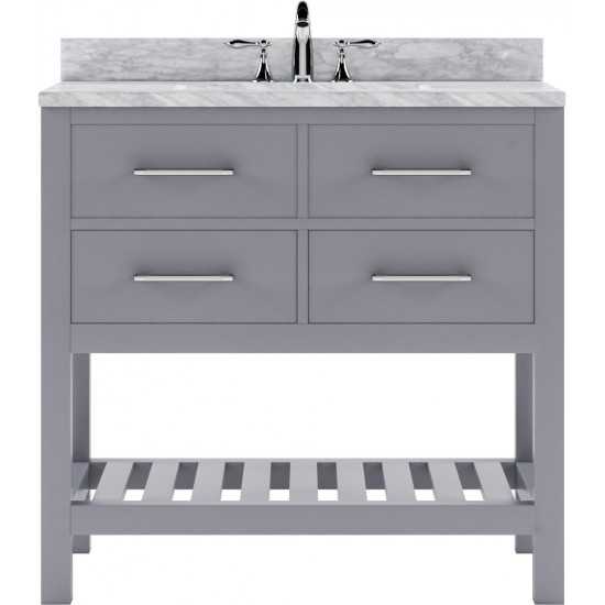 Caroline Estate 36" Single Bath Vanity in Gray with White Marble Top and Round Sink