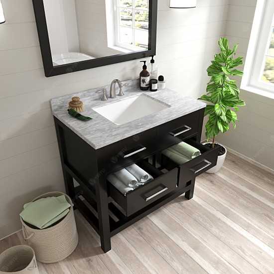 Caroline Estate 36" Single Bath Vanity in Espresso with White Marble Top and Square Sink and Matching Mirrors