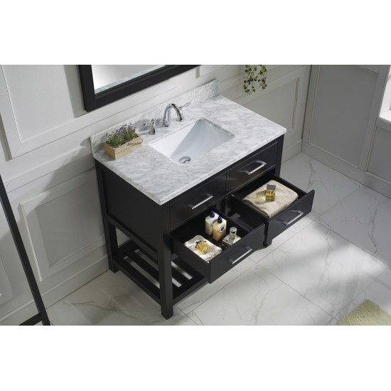 Caroline Estate 36" Single Bath Vanity in Espresso with White Marble Top and Square Sink and Matching Mirrors