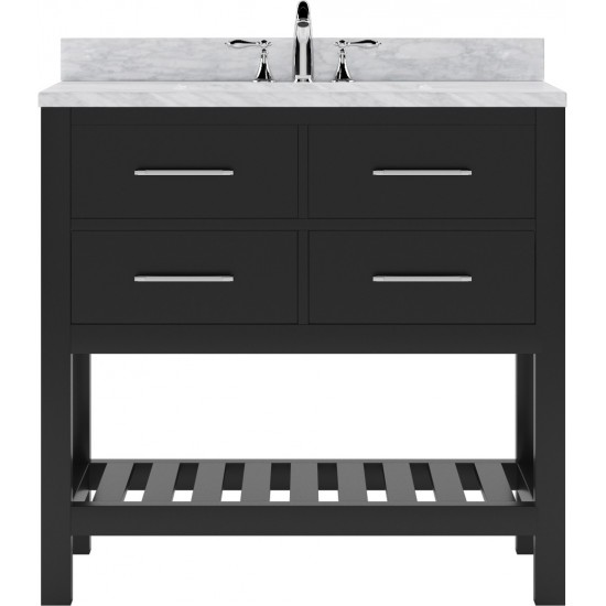 Caroline Estate 36" Single Bath Vanity in Espresso with White Marble Top and Square Sink with Brushed Nickel Faucet